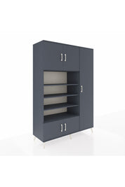 Hyperion Dolap 11 Raflı 5 Kapaklı 132x44x195 Antrasit-Antrasit/Antrasit