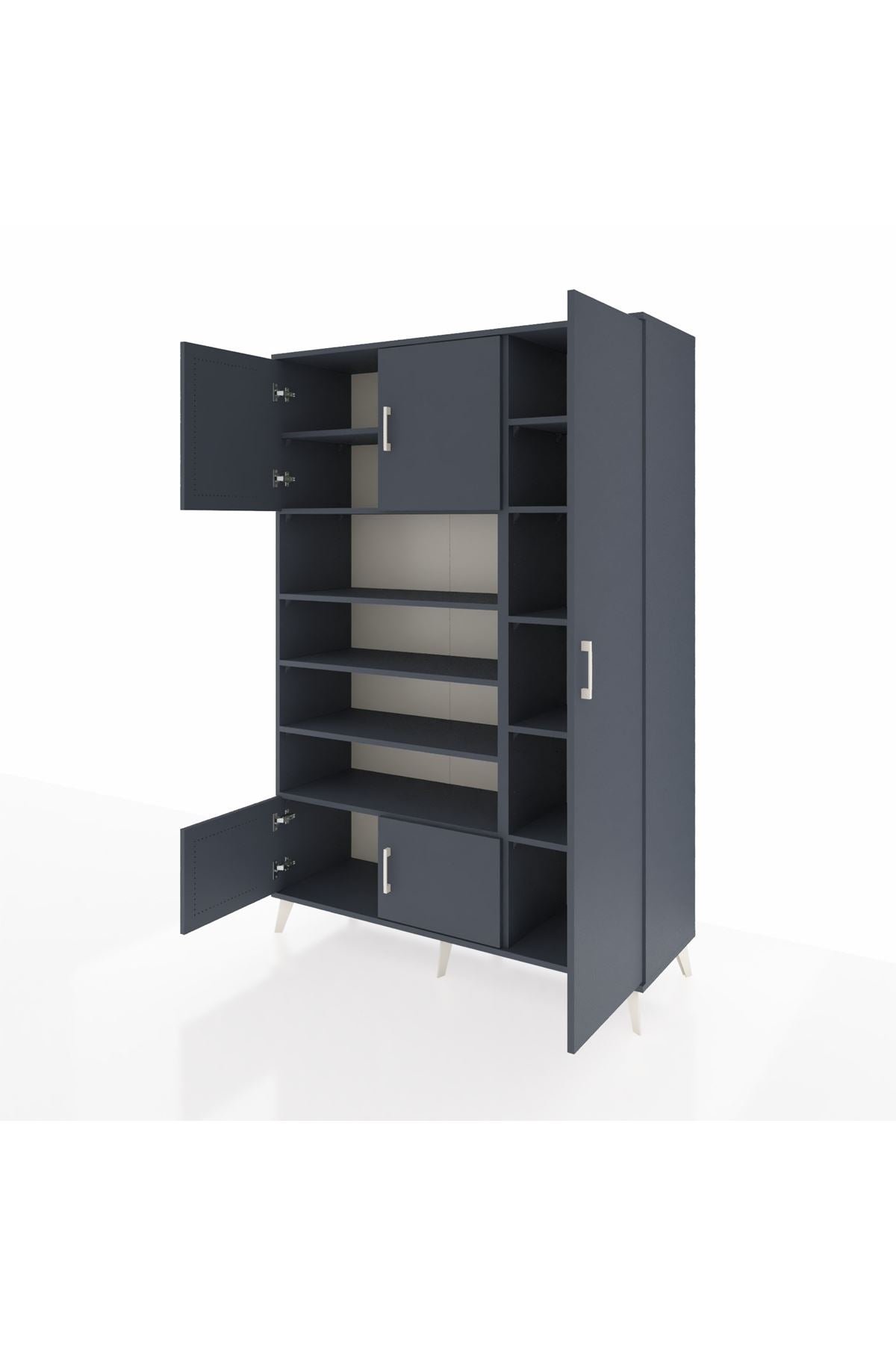 Hyperion Dolap 11 Raflı 5 Kapaklı 132x44x195 Antrasit-Antrasit/Antrasit