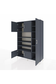 Hyperion Dolap 11 Raflı 5 Kapaklı 132x44x195 Antrasit-Antrasit/Antrasit