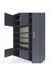 Hyperion Dolap 11 Raflı 5 Kapaklı 132x44x195 Antrasit-Antrasit/Antrasit