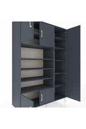 Hyperion Dolap 11 Raflı 5 Kapaklı 132x44x195 Antrasit-Antrasit/Antrasit