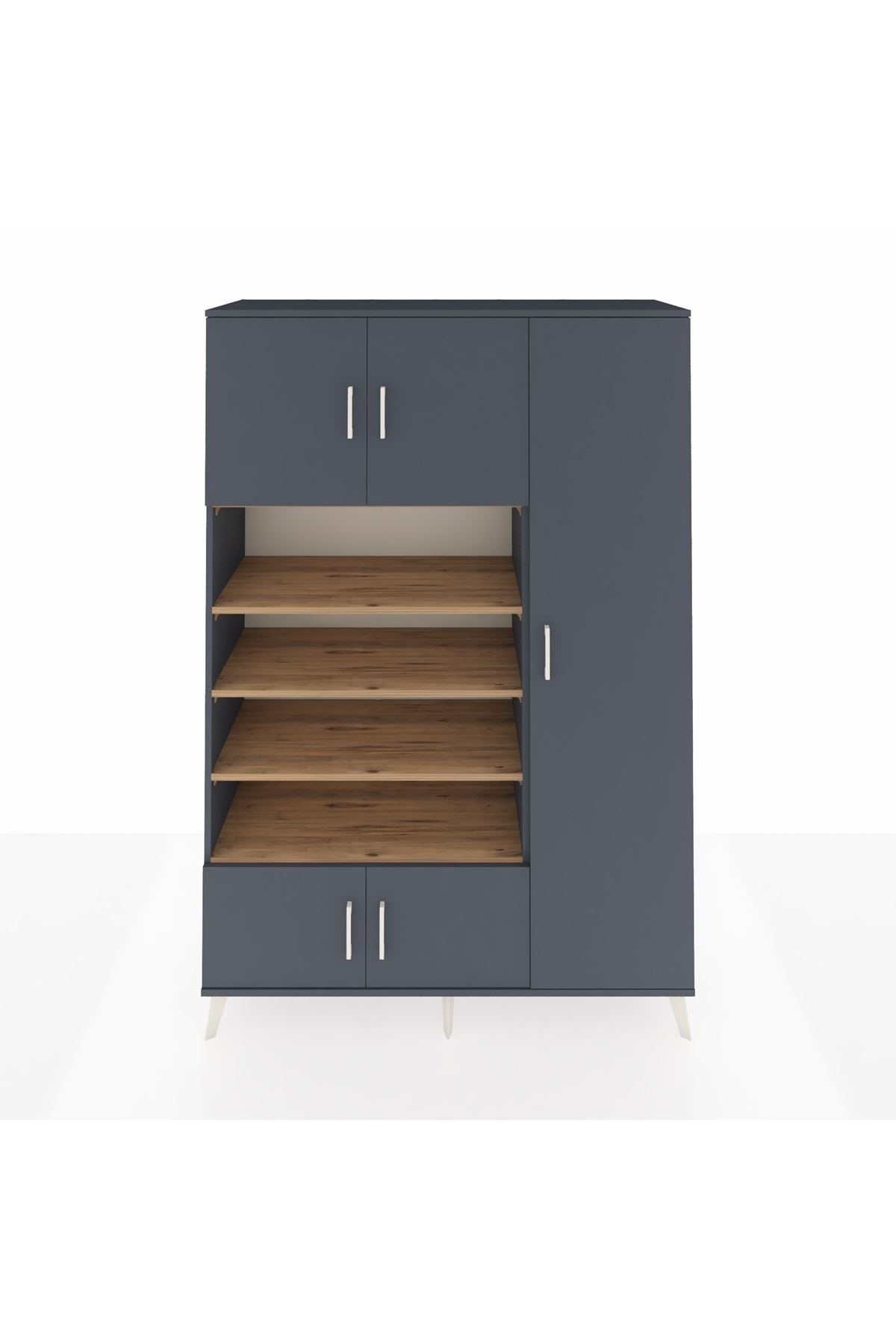 Hyperion Dolap 11 Raflı 5 Kapaklı 132x44x195 Antrasit-Antrasit/Çam