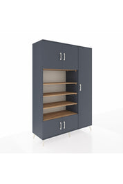 Hyperion Dolap 11 Raflı 5 Kapaklı 132x44x195 Antrasit-Antrasit/Çam