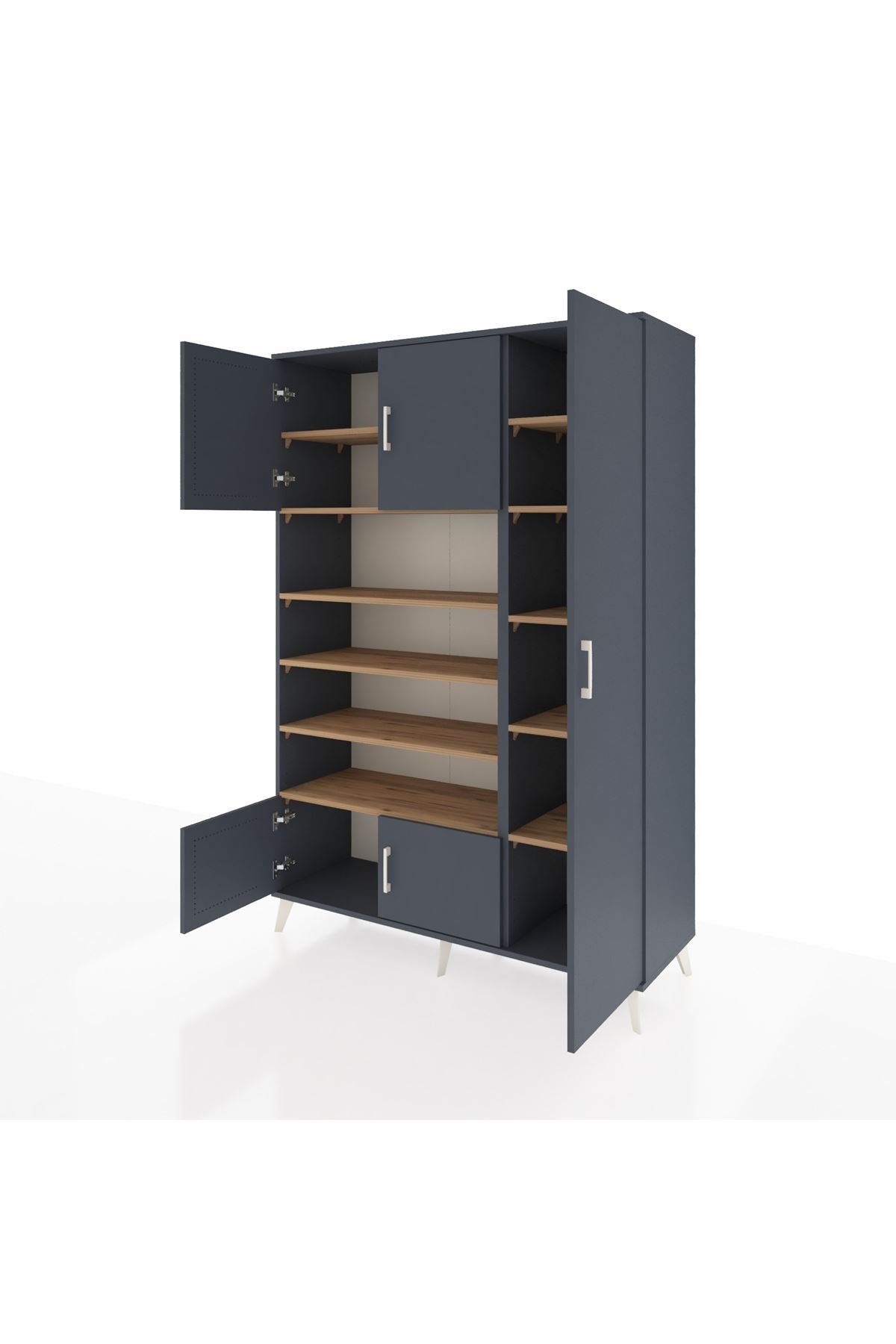 Hyperion Dolap 11 Raflı 5 Kapaklı 132x44x195 Antrasit-Antrasit/Çam