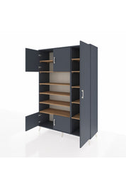 Hyperion Dolap 11 Raflı 5 Kapaklı 132x44x195 Antrasit-Antrasit/Çam