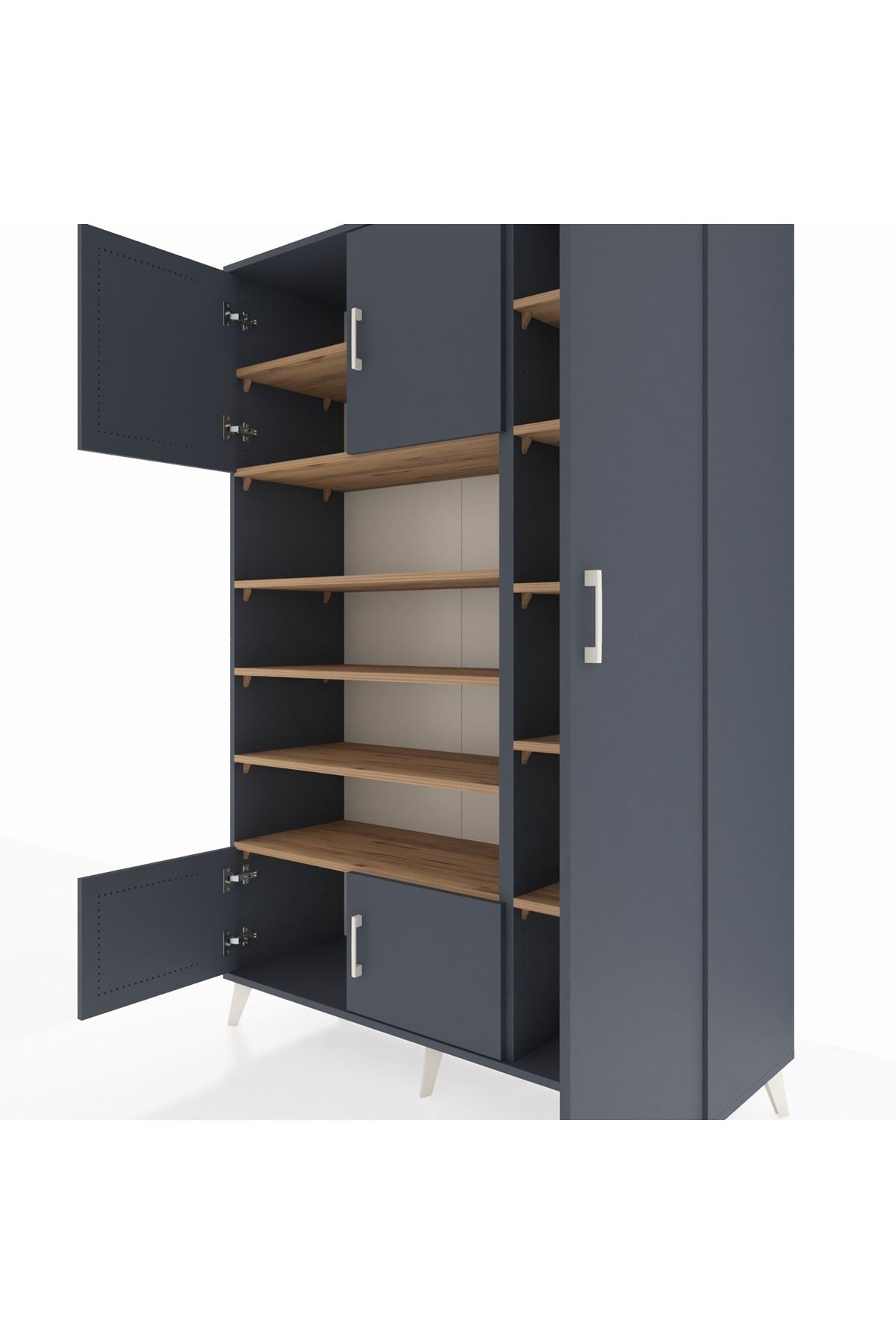 Hyperion Dolap 11 Raflı 5 Kapaklı 132x44x195 Antrasit-Antrasit/Çam