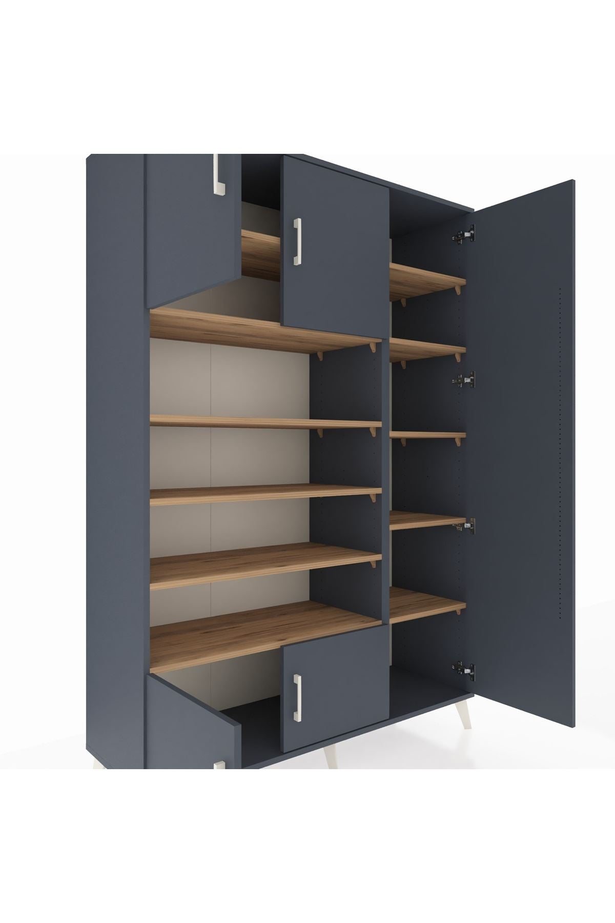 Hyperion Dolap 11 Raflı 5 Kapaklı 132x44x195 Antrasit-Antrasit/Çam