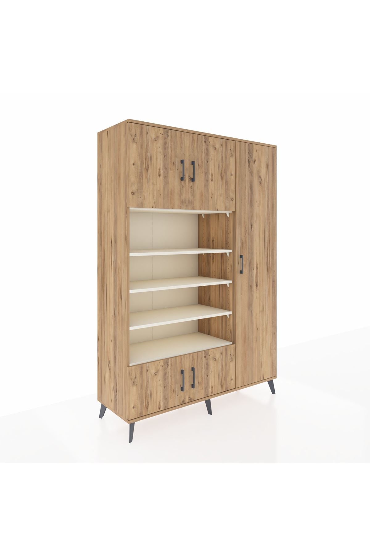 Hyperion Dolap 11 Raflı 5 Kapaklı 132x44x195 Çam-Çam/Aytaşı