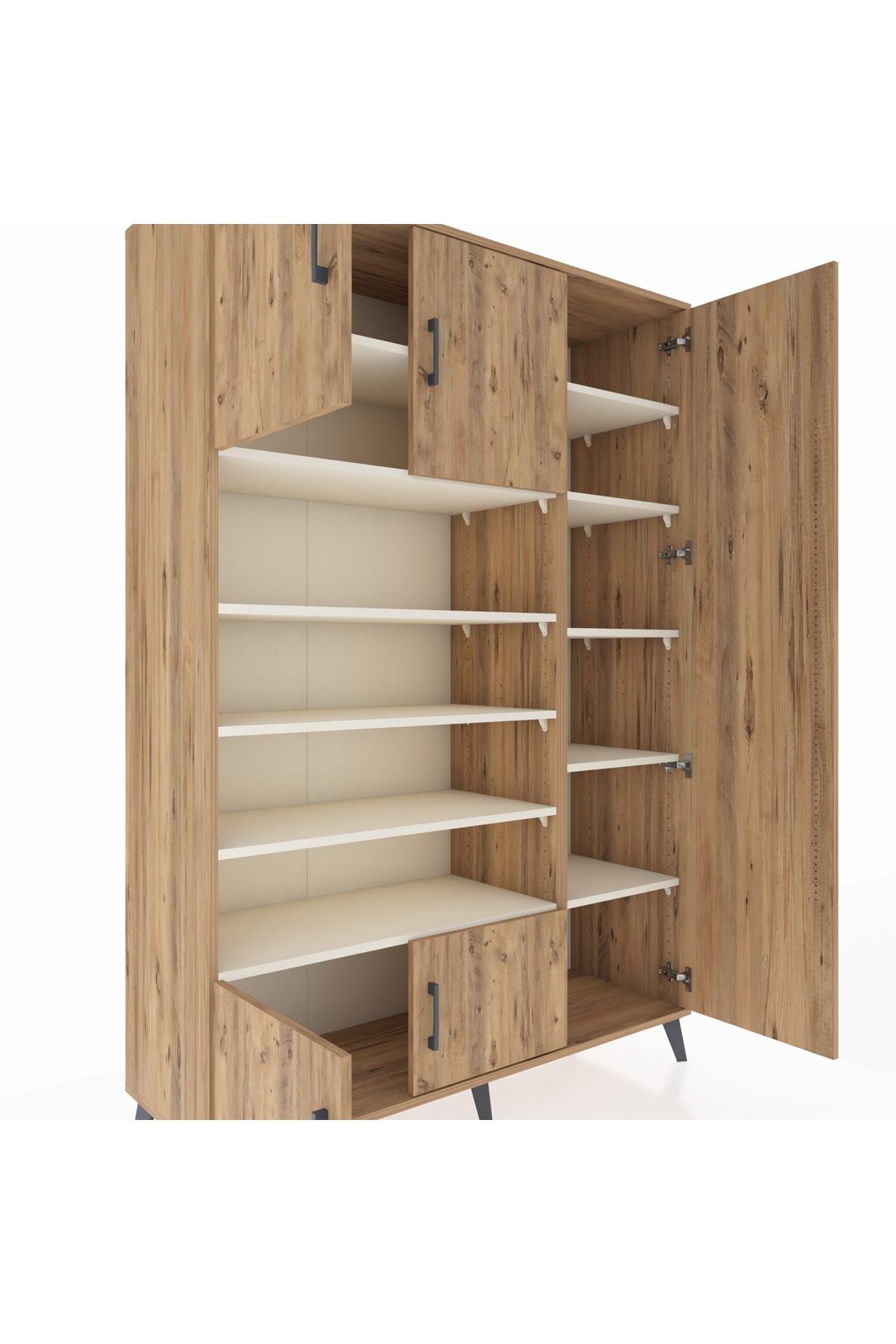 Hyperion Dolap 11 Raflı 5 Kapaklı 132x44x195 Çam-Çam/Aytaşı