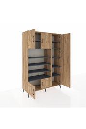 Hyperion Dolap 11 Raflı 5 Kapaklı 132x44x195 Çam-Çam/Antrasit