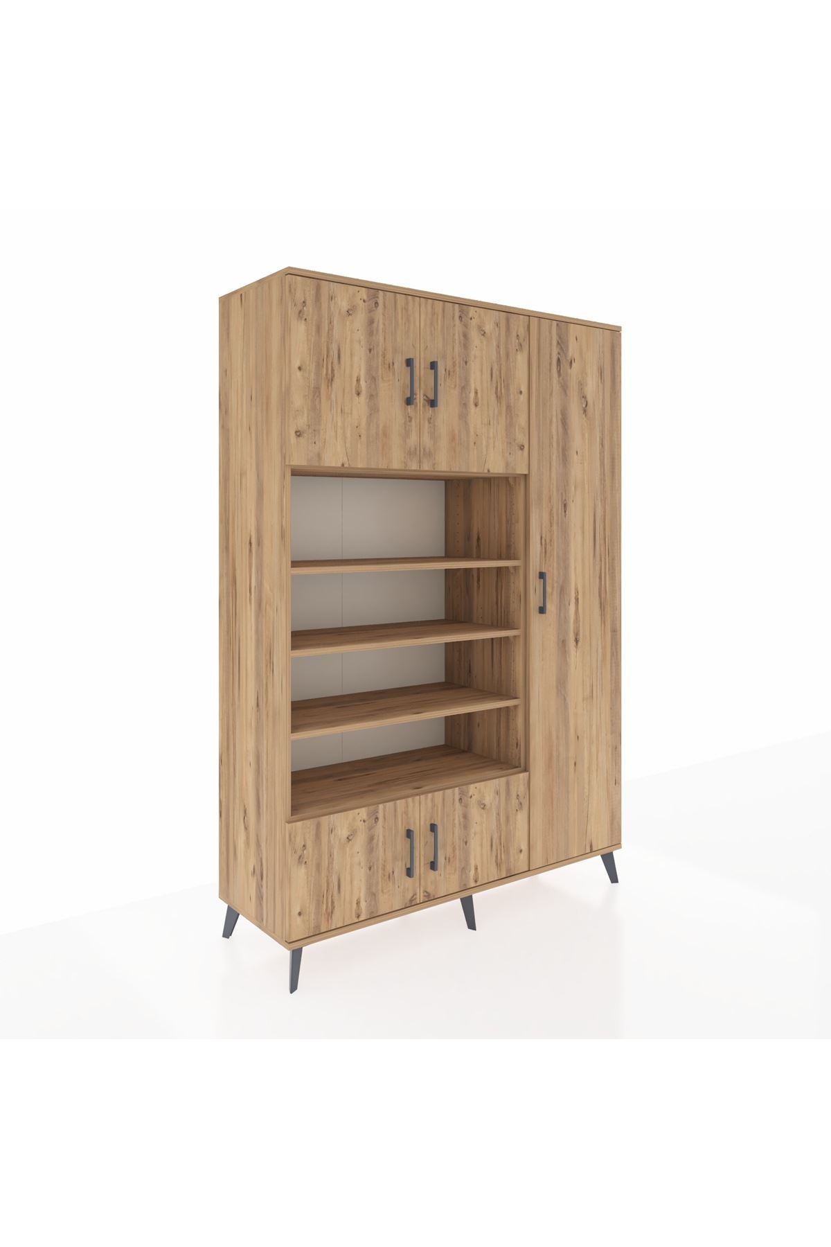 Hyperion Dolap 11 Raflı 5 Kapaklı 132x44x195 Çam-Çam/Çam