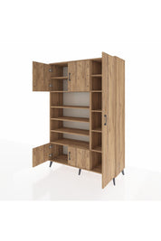 Hyperion Dolap 11 Raflı 5 Kapaklı 132x44x195 Çam-Çam/Çam