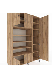 Hyperion Dolap 11 Raflı 5 Kapaklı 132x44x195 Çam-Çam/Çam