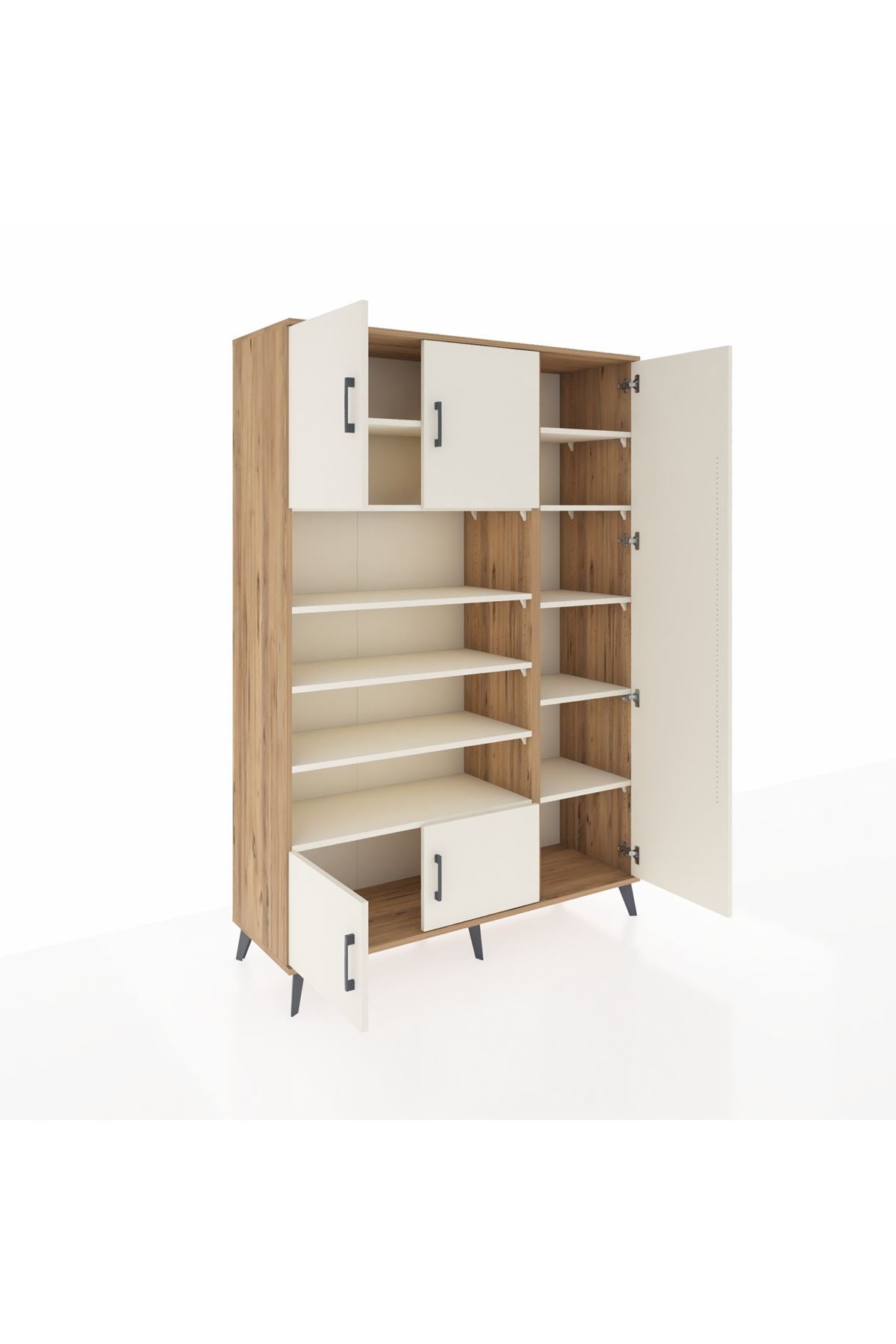 Hyperion Dolap 11 Raflı 5 Kapaklı 132x44x195 Çam-Aytaşı/Aytaşı