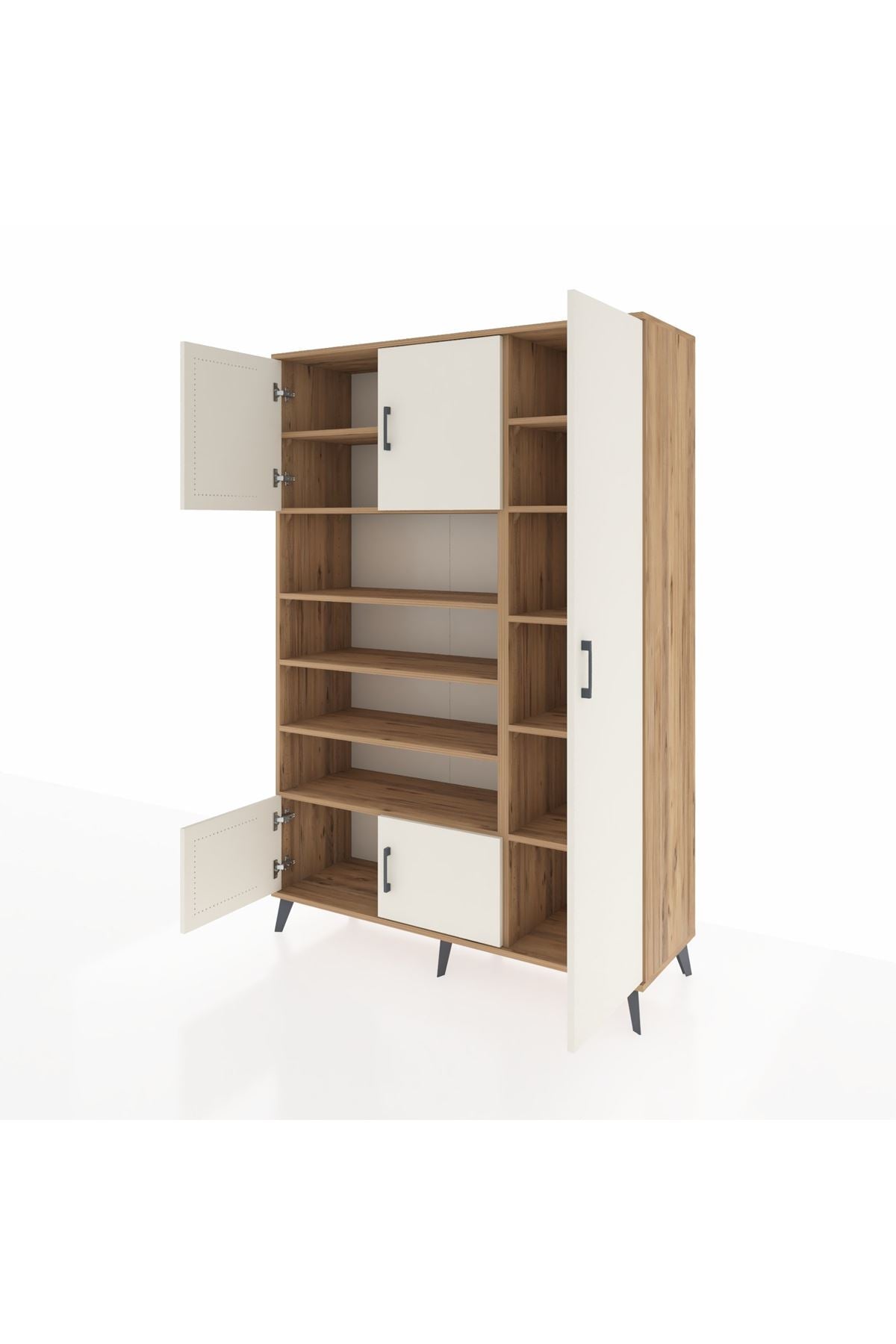 Hyperion Dolap 11 Raflı 5 Kapaklı 132x44x195 Çam-Aytaşı/Çam