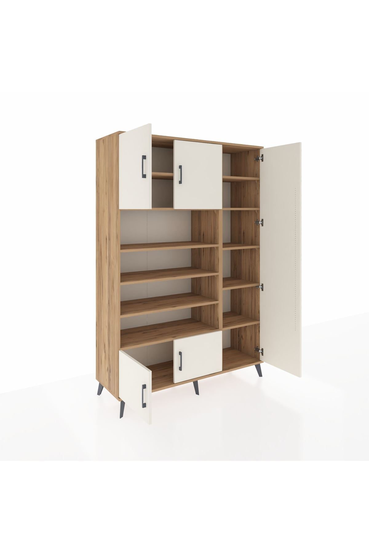 Hyperion Dolap 11 Raflı 5 Kapaklı 132x44x195 Çam-Aytaşı/Çam