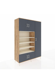 Hyperion Dolap 11 Raflı 5 Kapaklı 132x44x195 Çam-Antrasit/Aytaşı