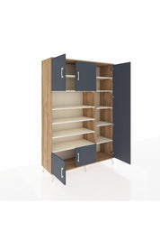 Hyperion Dolap 11 Raflı 5 Kapaklı 132x44x195 Çam-Antrasit/Aytaşı