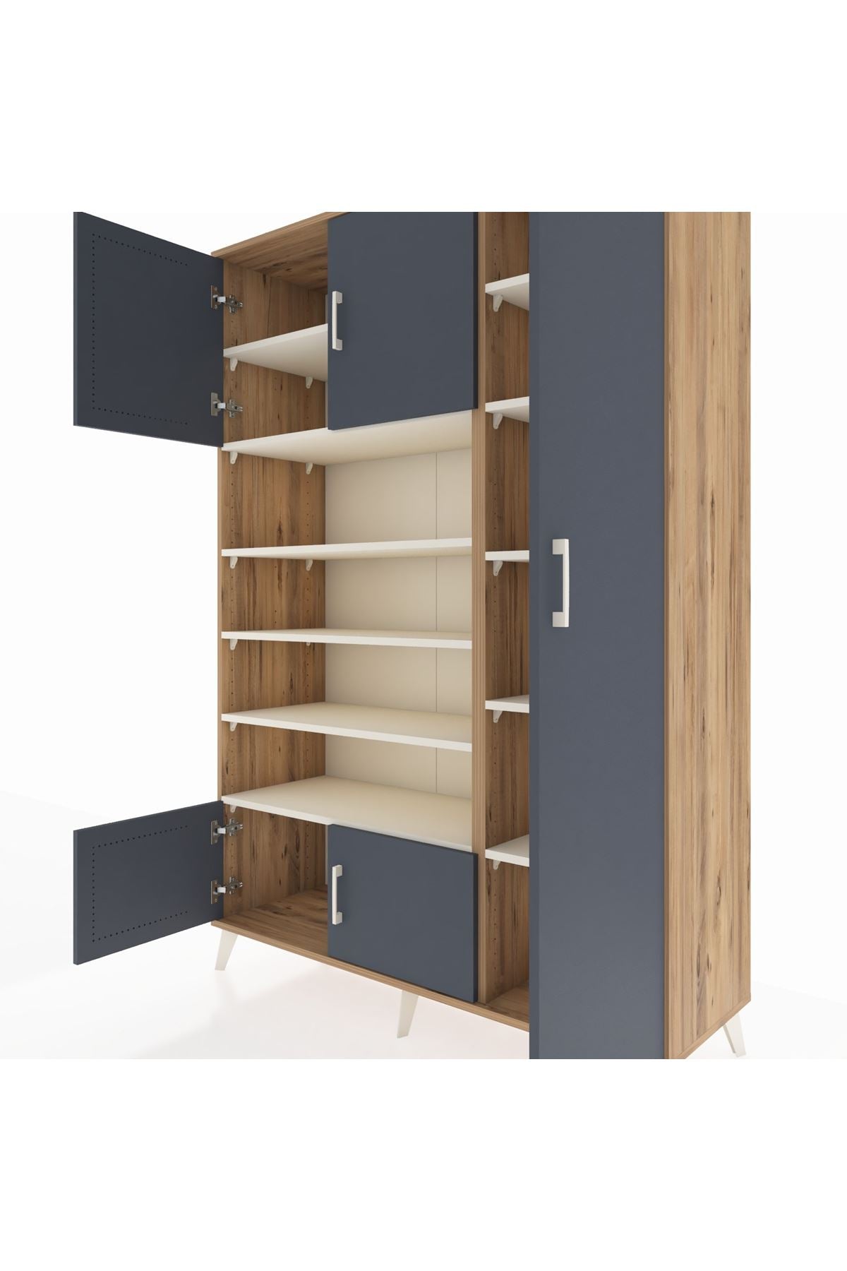 Hyperion Dolap 11 Raflı 5 Kapaklı 132x44x195 Çam-Antrasit/Aytaşı