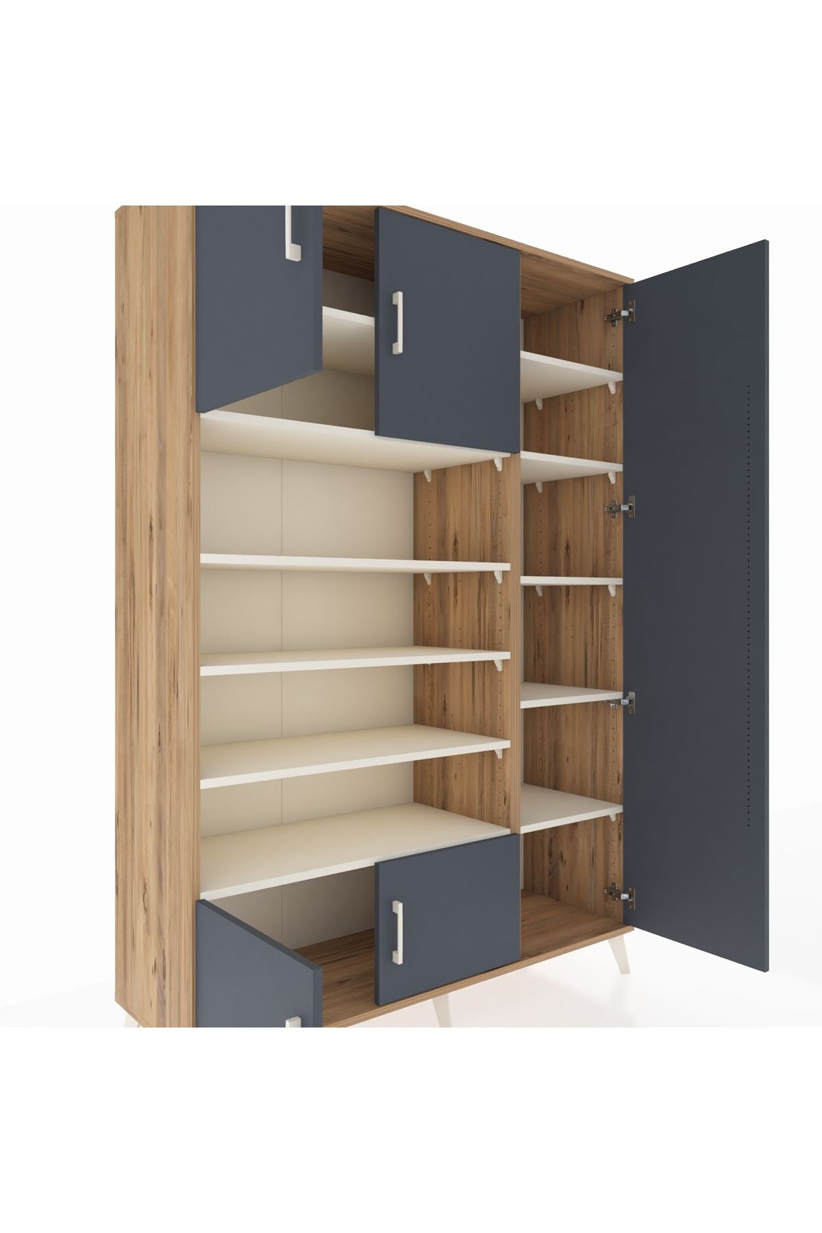 Hyperion Dolap 11 Raflı 5 Kapaklı 132x44x195 Çam-Antrasit/Aytaşı