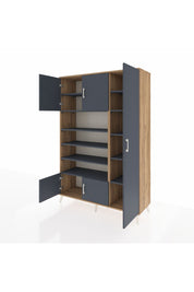 Hyperion Dolap 11 Raflı 5 Kapaklı 132x44x195 Çam-Antrasit/Antrasit