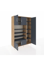 Hyperion Dolap 11 Raflı 5 Kapaklı 132x44x195 Çam-Antrasit/Antrasit