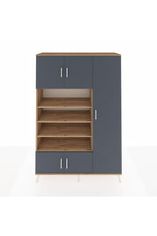 Hyperion Dolap 11 Raflı 5 Kapaklı 132x44x195 Çam-Antrasit/Çam