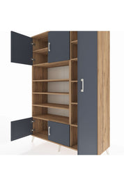 Hyperion Dolap 11 Raflı 5 Kapaklı 132x44x195 Çam-Antrasit/Çam