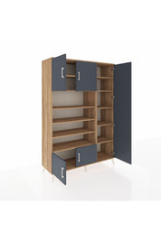 Hyperion Dolap 11 Raflı 5 Kapaklı 132x44x195 Çam-Antrasit/Çam