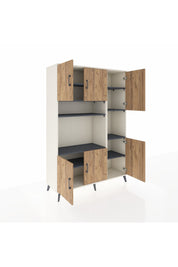 Hyperion Dolap 9 Raflı 6 Kapaklı 132x44x195 Aytaşı-Çam/Antrasit