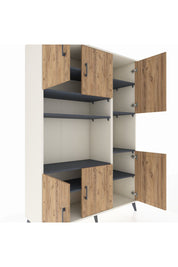 Hyperion Dolap 9 Raflı 6 Kapaklı 132x44x195 Aytaşı-Çam/Antrasit