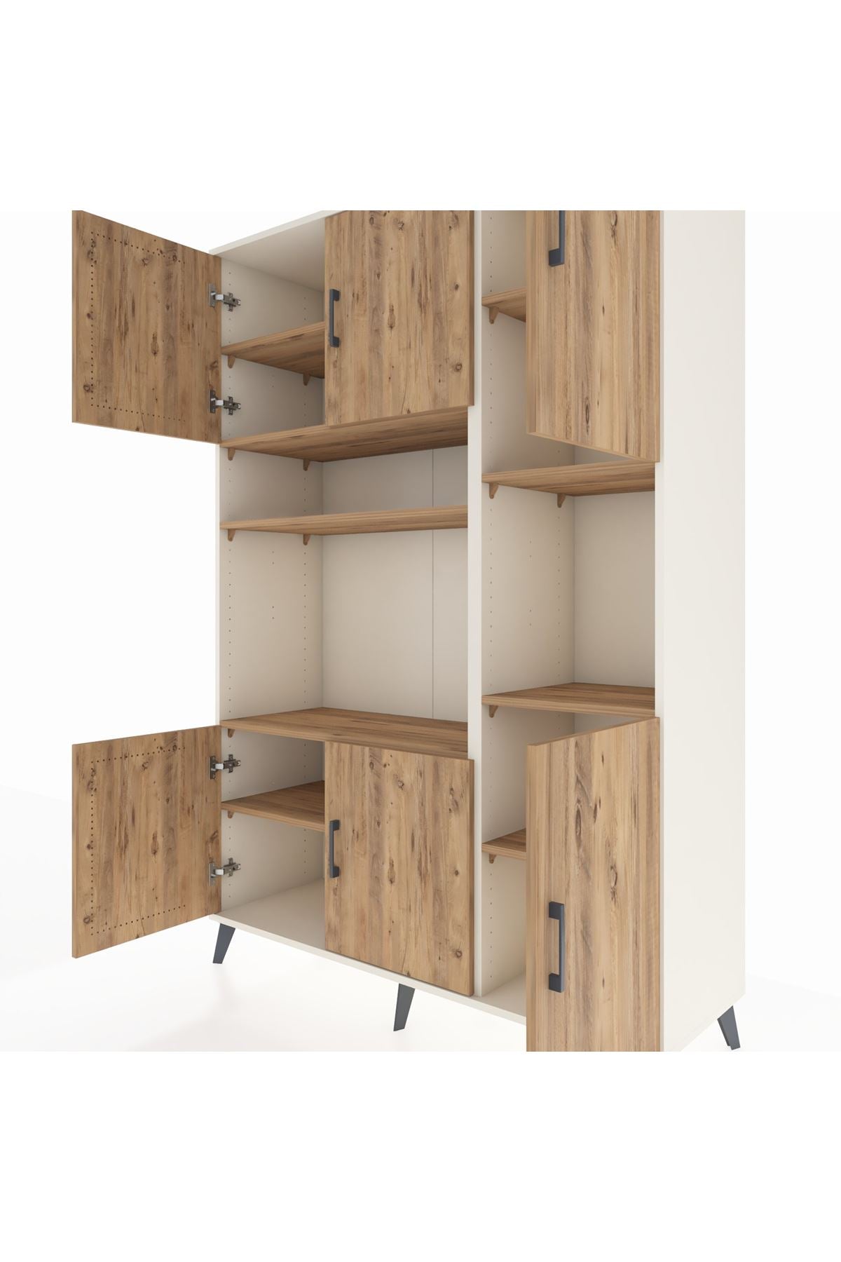 Hyperion Dolap 9 Raflı 6 Kapaklı 132x44x195 Aytaşı-Çam/Çam