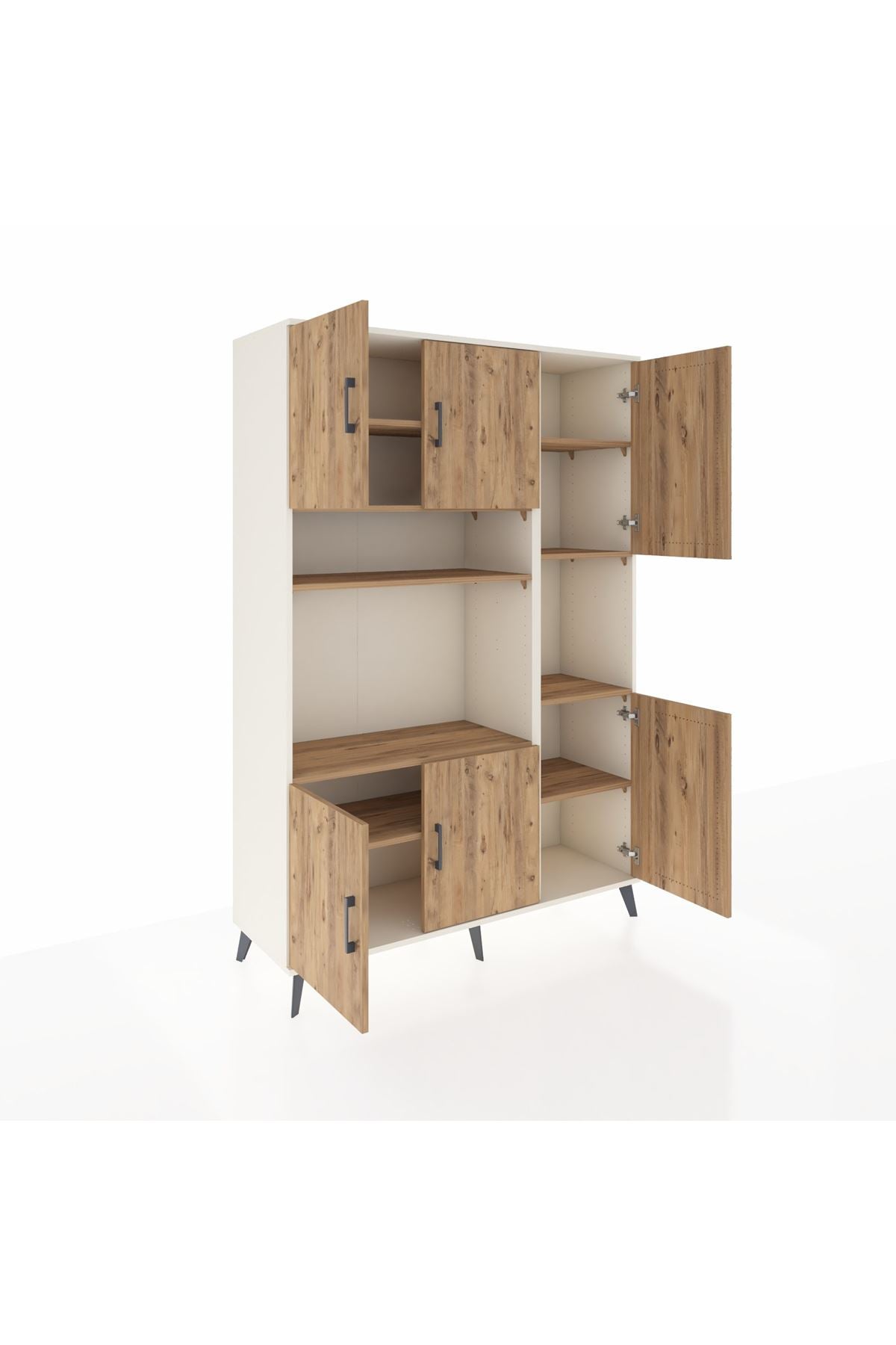 Hyperion Dolap 9 Raflı 6 Kapaklı 132x44x195 Aytaşı-Çam/Çam