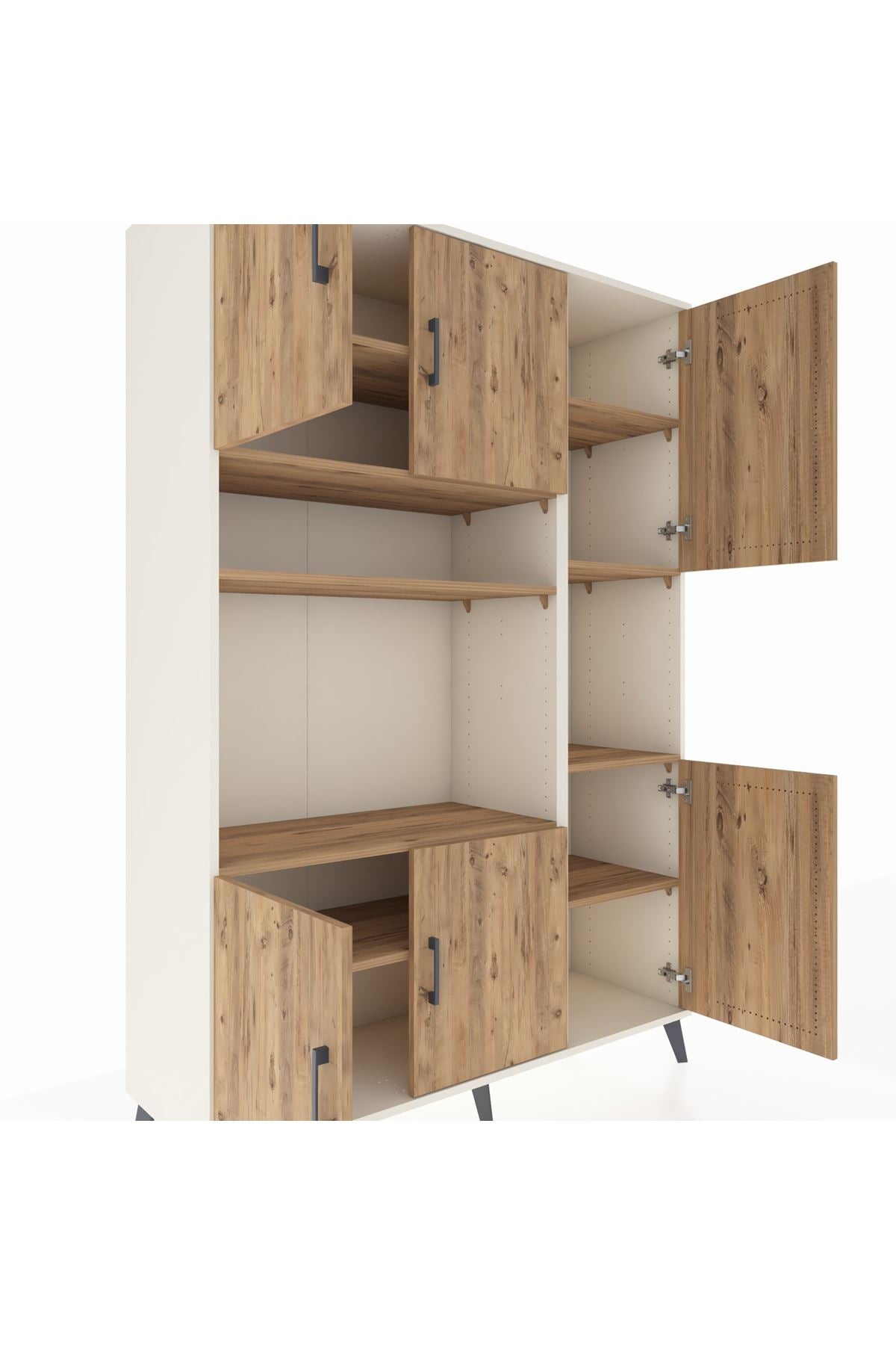 Hyperion Dolap 9 Raflı 6 Kapaklı 132x44x195 Aytaşı-Çam/Çam