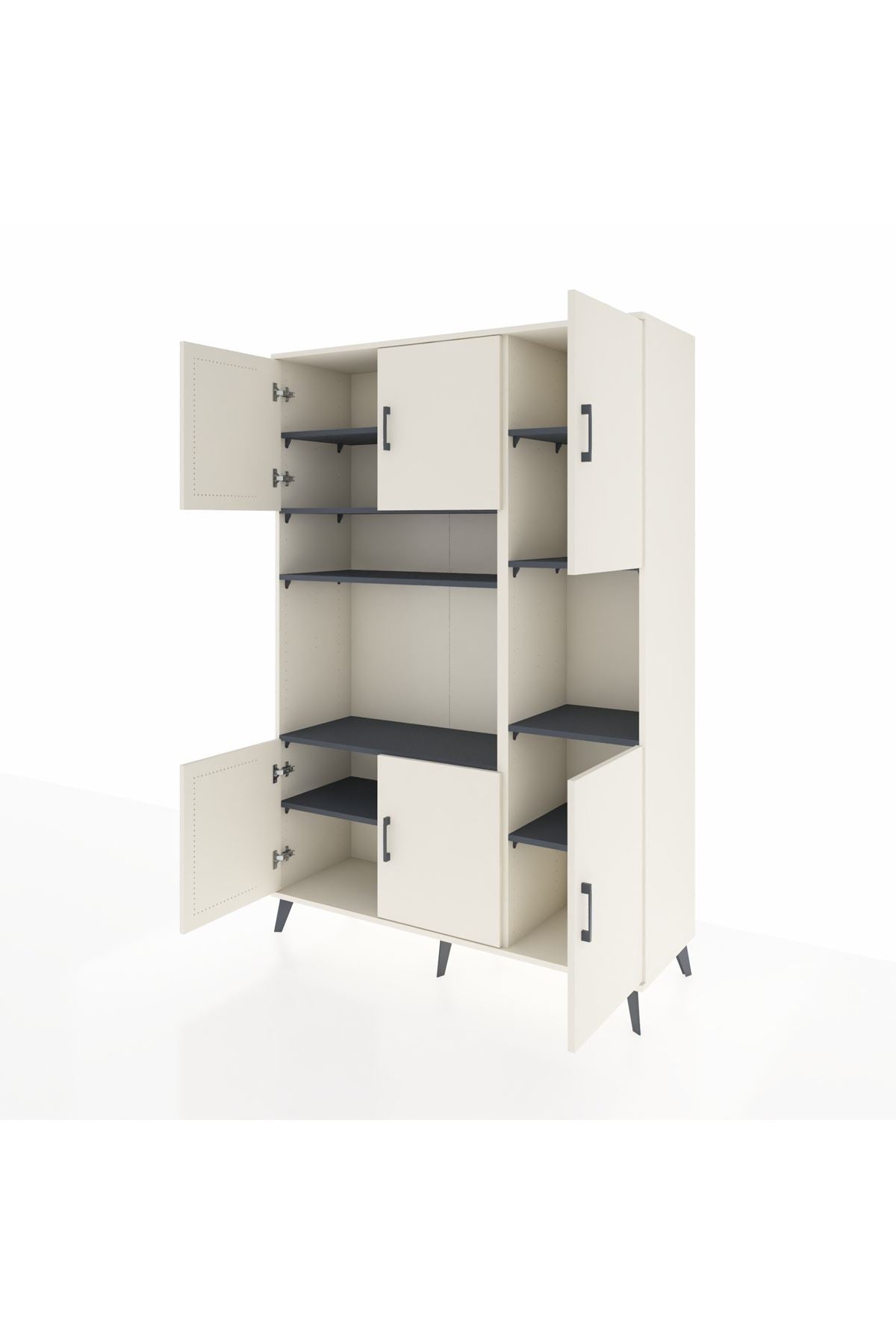 Hyperion Dolap 9 Raflı 6 Kapaklı 132x44x195 Aytaşı-Aytaşı/Antrasit