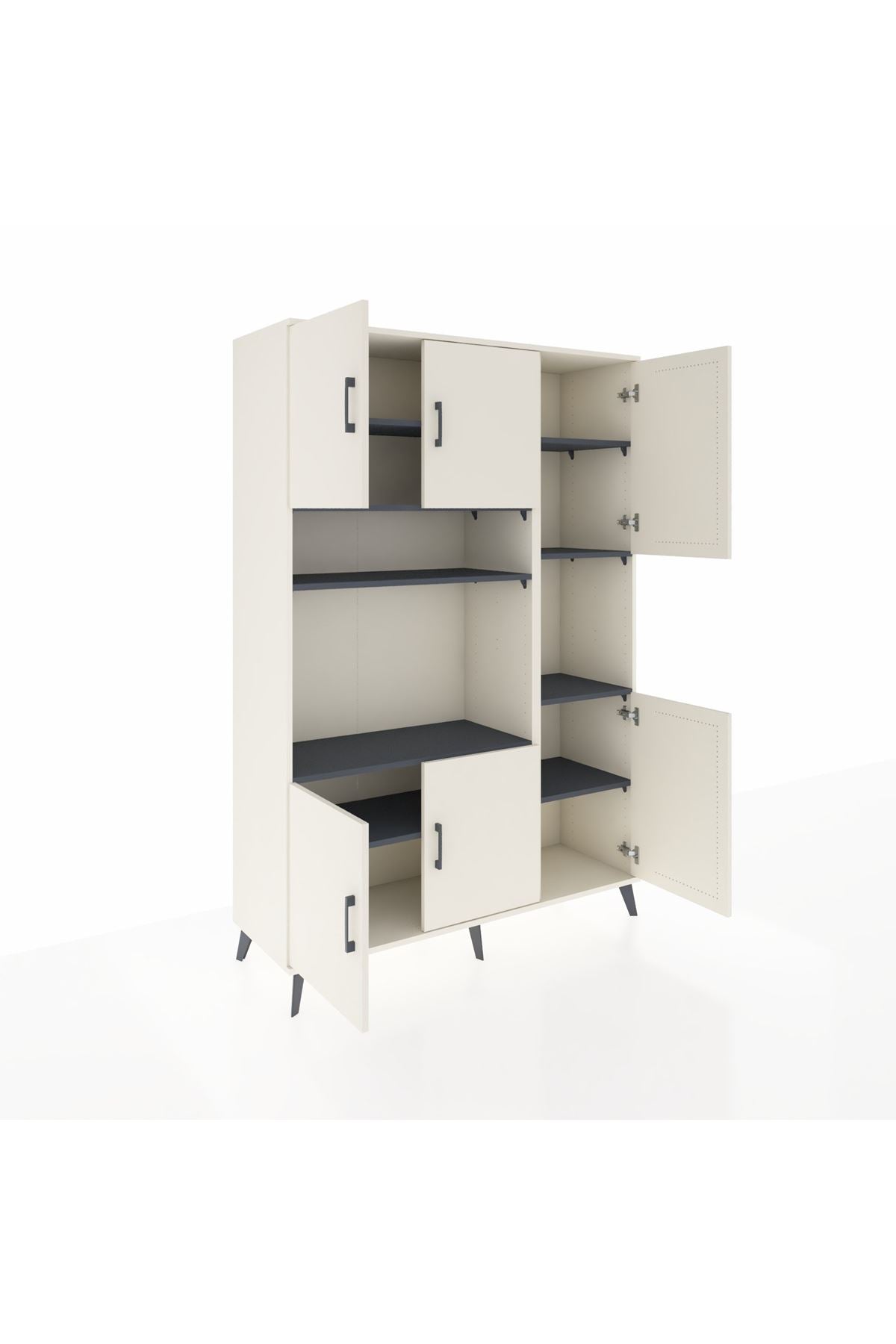 Hyperion Dolap 9 Raflı 6 Kapaklı 132x44x195 Aytaşı-Aytaşı/Antrasit