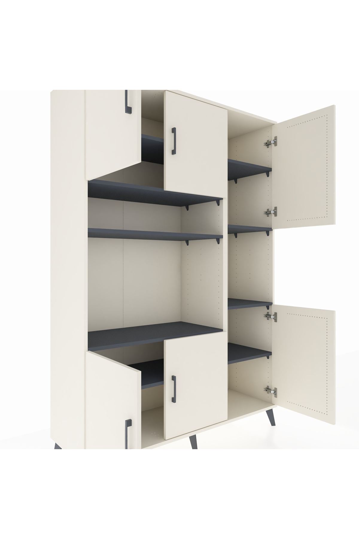 Hyperion Dolap 9 Raflı 6 Kapaklı 132x44x195 Aytaşı-Aytaşı/Antrasit