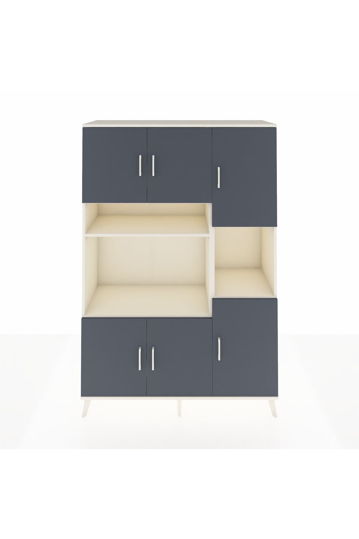 Hyperion Dolap 9 Raflı 6 Kapaklı 132x44x195 Aytaşı-Antrasit/Aytaşı