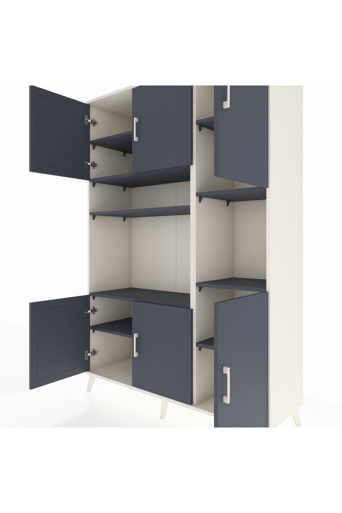 Hyperion Dolap 9 Raflı 6 Kapaklı 132x44x195 Aytaşı-Antrasit/Antrasit