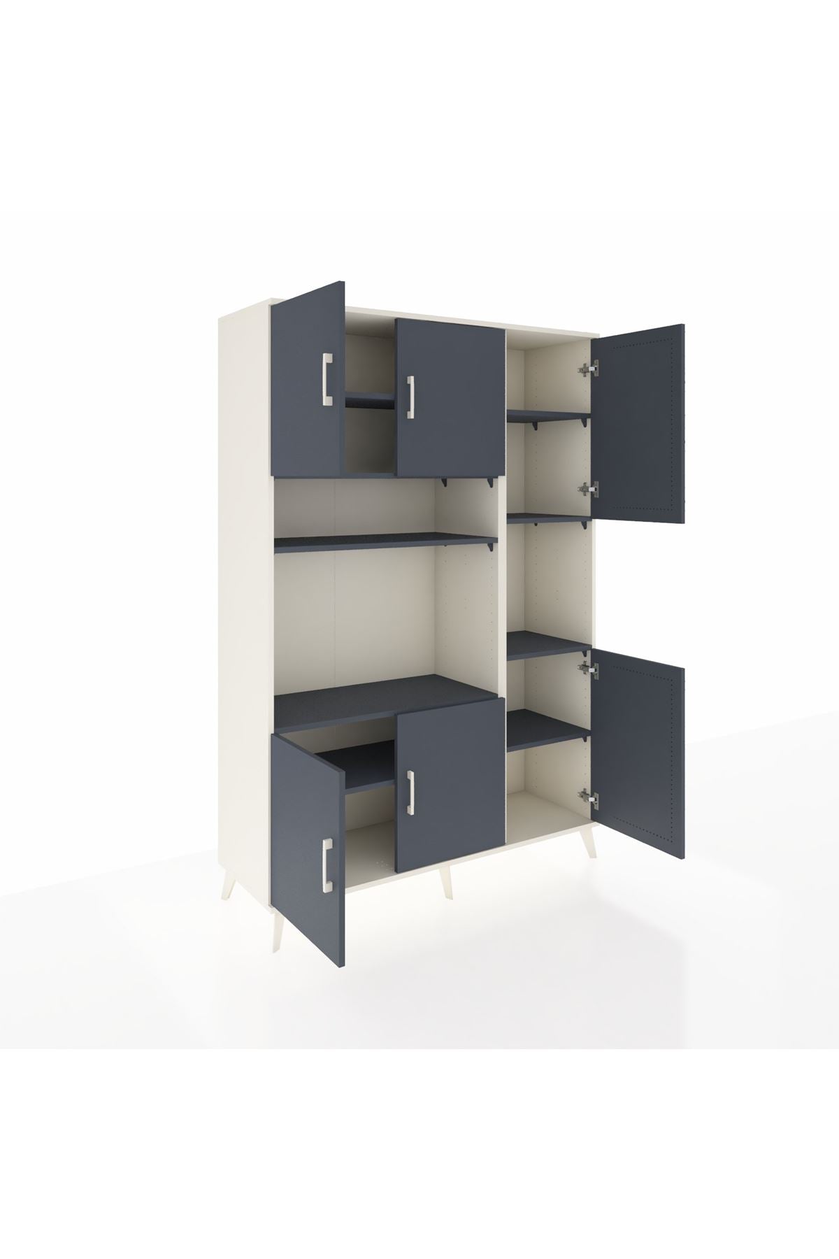 Hyperion Dolap 9 Raflı 6 Kapaklı 132x44x195 Aytaşı-Antrasit/Antrasit