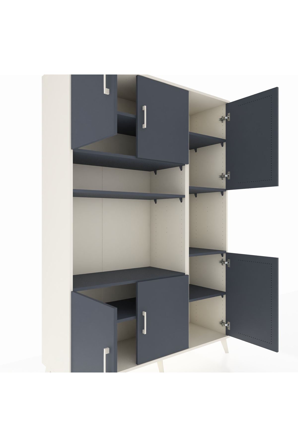 Hyperion Dolap 9 Raflı 6 Kapaklı 132x44x195 Aytaşı-Antrasit/Antrasit