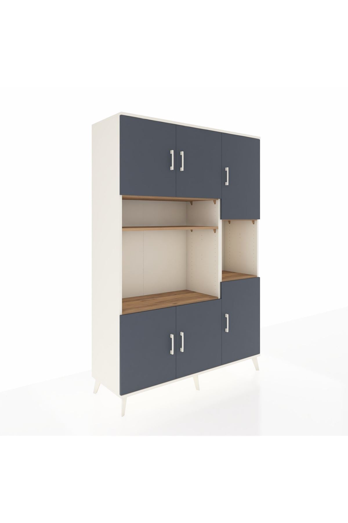 Hyperion Dolap 9 Raflı 6 Kapaklı 132x44x195 Aytaşı-Antrasit/Çam