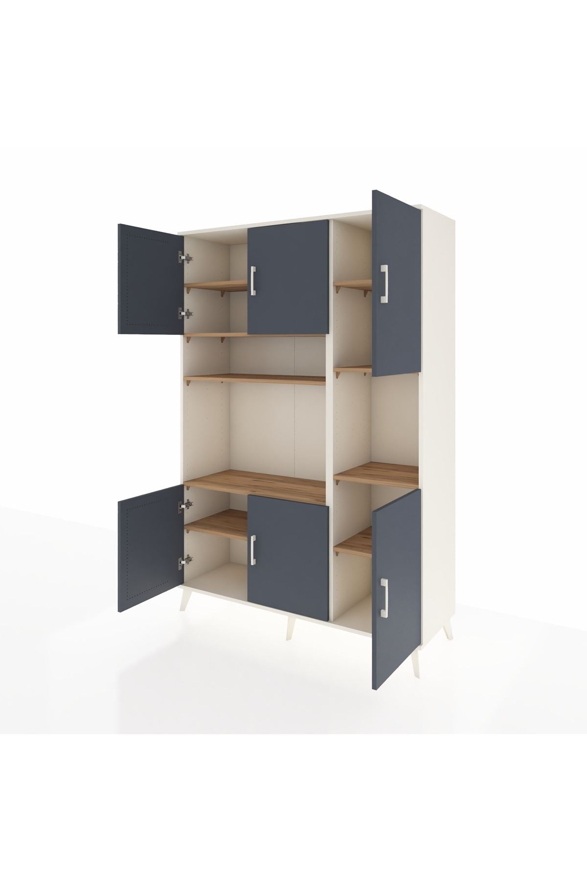 Hyperion Dolap 9 Raflı 6 Kapaklı 132x44x195 Aytaşı-Antrasit/Çam