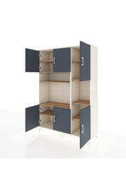 Hyperion Dolap 9 Raflı 6 Kapaklı 132x44x195 Aytaşı-Antrasit/Çam