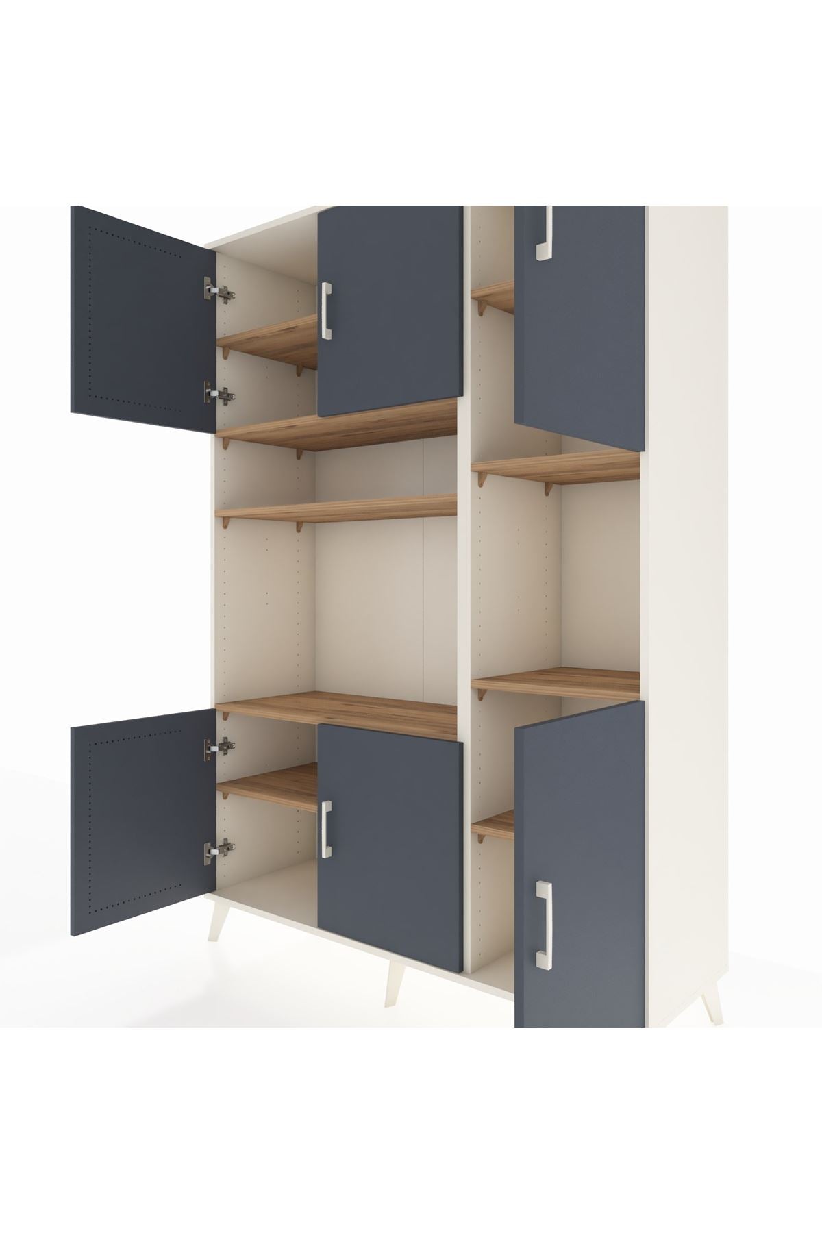 Hyperion Dolap 9 Raflı 6 Kapaklı 132x44x195 Aytaşı-Antrasit/Çam