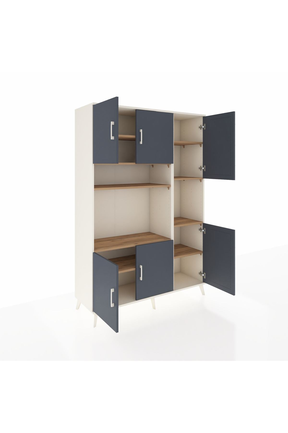 Hyperion Dolap 9 Raflı 6 Kapaklı 132x44x195 Aytaşı-Antrasit/Çam