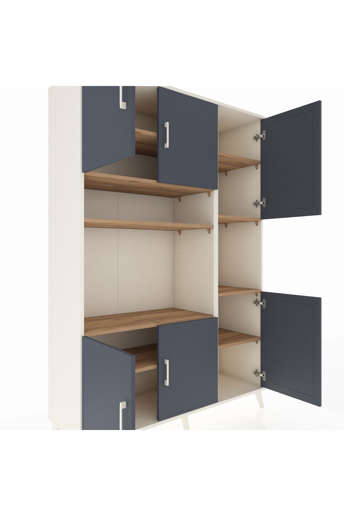 Hyperion Dolap 9 Raflı 6 Kapaklı 132x44x195 Aytaşı-Antrasit/Çam