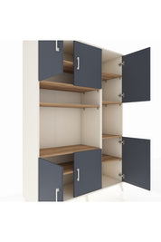 Hyperion Dolap 9 Raflı 6 Kapaklı 132x44x195 Aytaşı-Antrasit/Çam