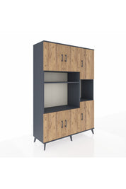 Hyperion Dolap 9 Raflı 6 Kapaklı 132x44x195 Antrasit-Çam/Antrasit
