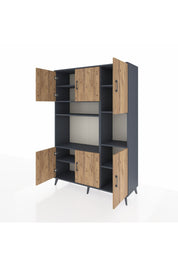 Hyperion Dolap 9 Raflı 6 Kapaklı 132x44x195 Antrasit-Çam/Antrasit